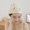 Cute Cartoon Embroidery Coral Fleece Water Absorbent Hair Cap for Women