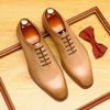 Men's Hand-Colored Full Grain Leather Pointed Toe Dress Shoes - British Formal Style