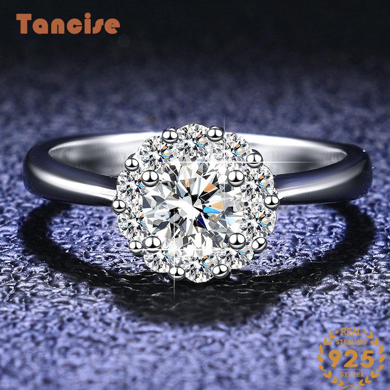 Tancise Classic Moissanite Bague en argent pour femme Bijoux Promesse de mariage Cadeau de fête_voghion.com