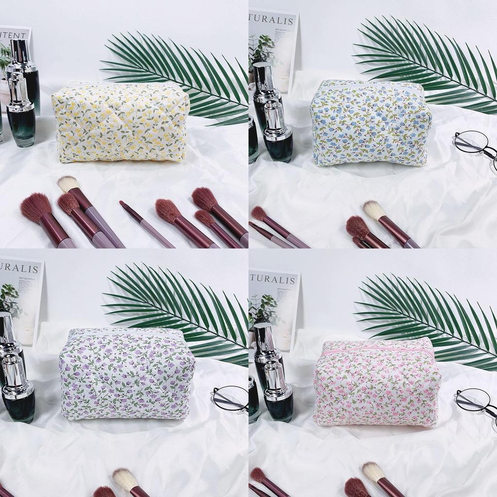 Floral Cotton Makeup Bag With Embroidery For Daily Use And Travel Storage