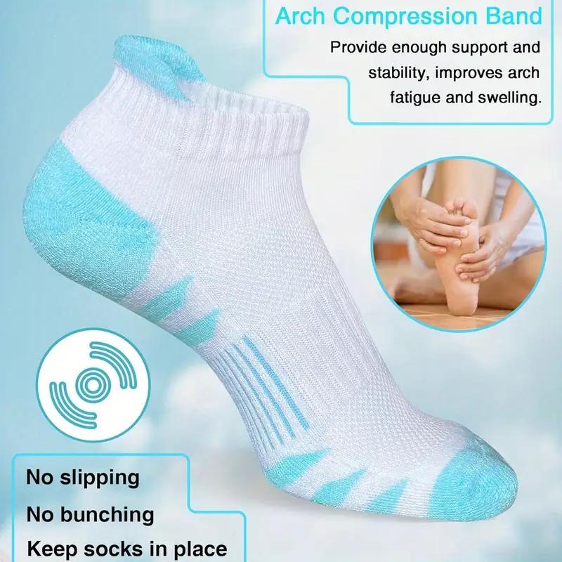 Womens Ankle Anti-blister Thick Cushioned Wicking Odor Resist Athletic Running Socks 5 Pairs