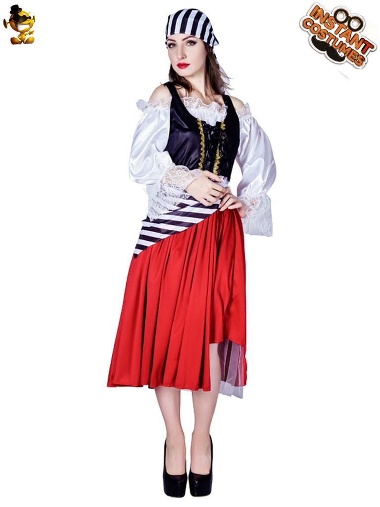 Halloween adult women's Viking ethnic girl costume, big female pirate cosplay costume