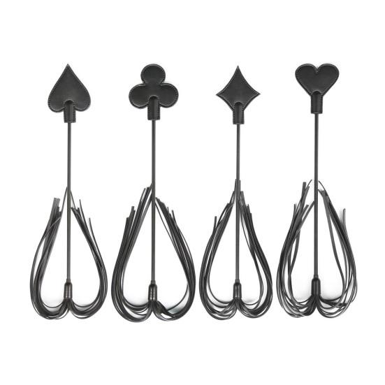 Poker-Themed Faux Leather Paddle for BDSM Play Spanking Tool with Fringe & Card-Shaped Slapper Ergonomic Handle Discreet Adult Toy for Couples'
