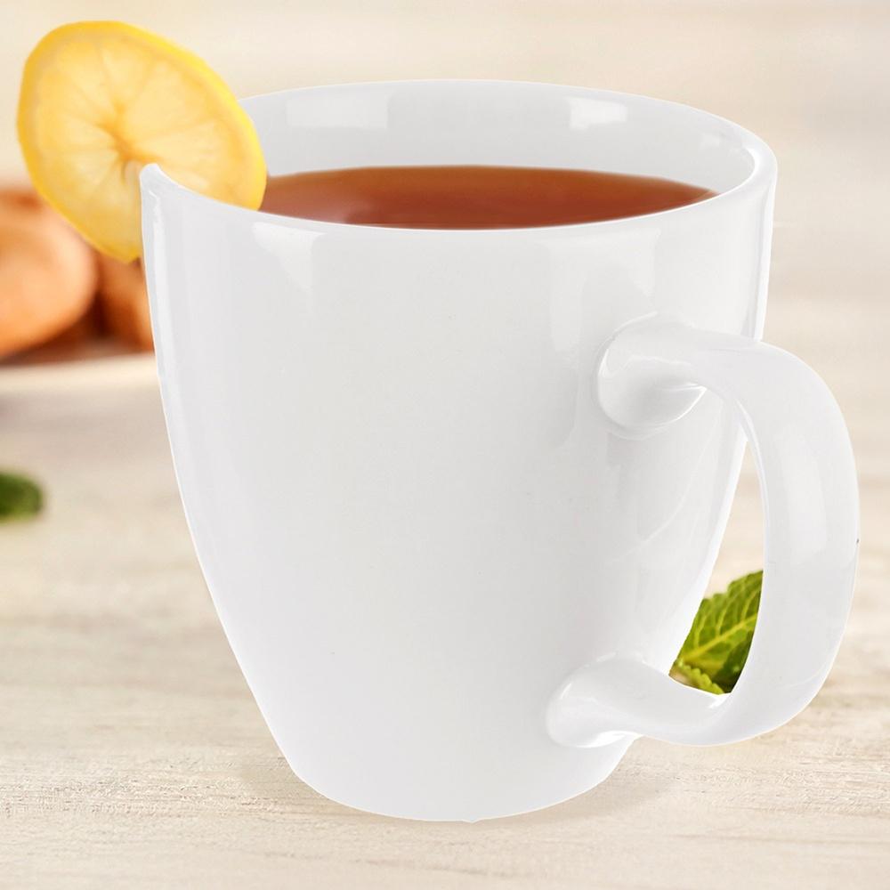 White Porcelain Mug for Drinking Coffee, Tea, Herbs, Beverages, Large 400 ml