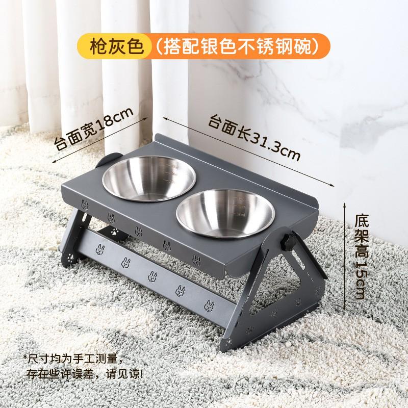 Adjustable Stainless Steel Pet Food Bowl Stand Cats Dogs Double Elevated Feeder Anti-Tip Design