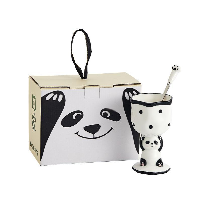 Niedlicher Panda Bambus Keramik Cartoon Stil Kelch Handbemaltes Wasserglas Kreative Keramiktasse Weinglas Hochwertiges Geschenk