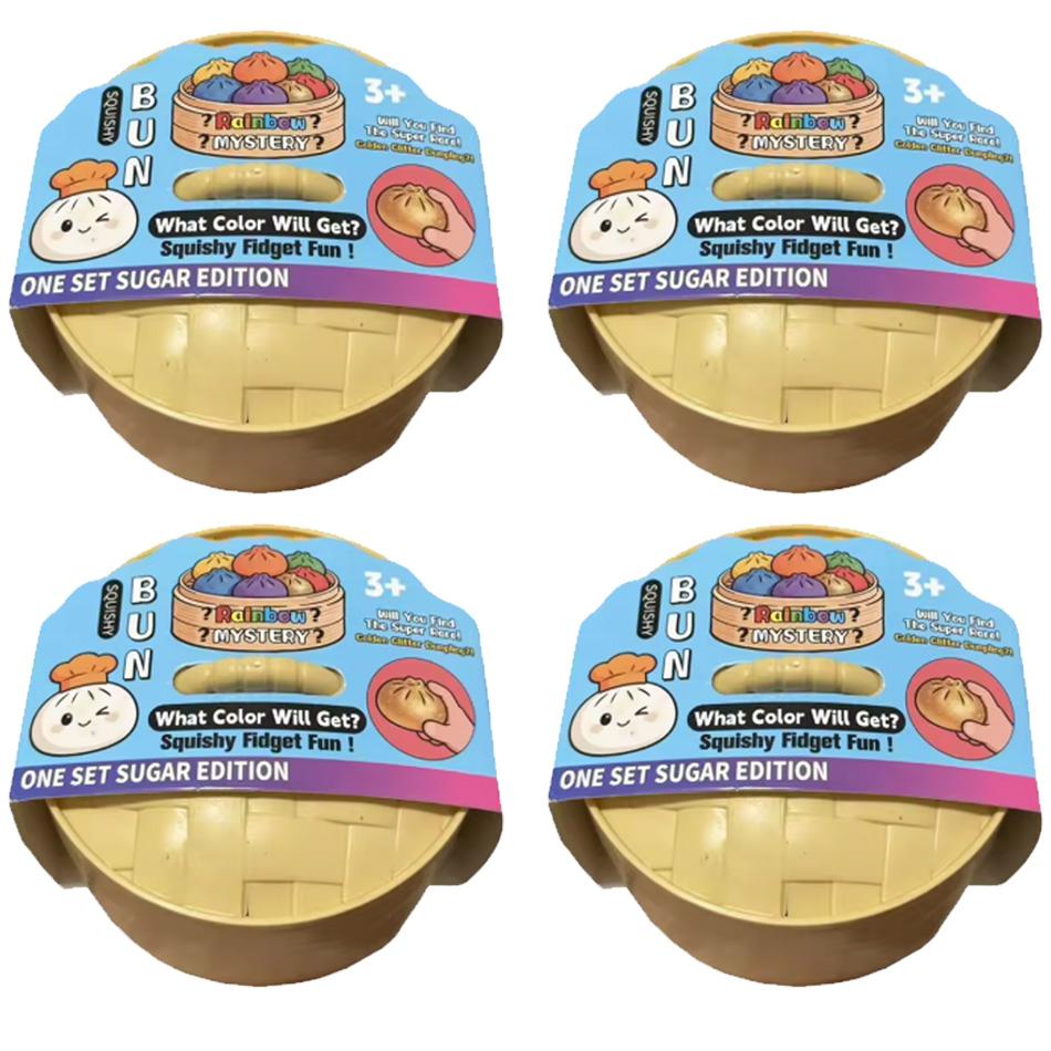 Brinquedo Squishy de Bolinho Arco-Íris com Glitter Enchido de Bolinhas Squeeze Fidget com Estojo de Cozedor Sensorial Macio para Alívio do Stress e Relaxamento