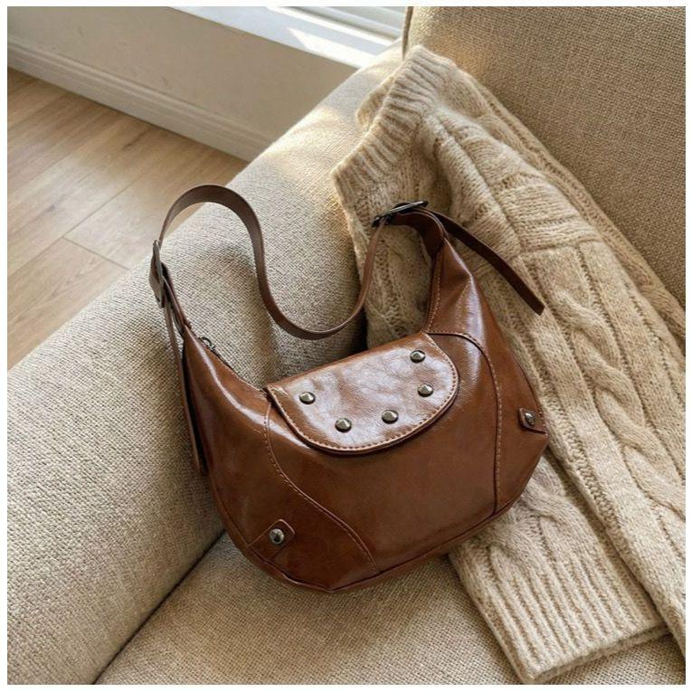Ielgy Female Bag Autumn Winter Retro Saddle Bag Portable Shoulder Messenger Bag