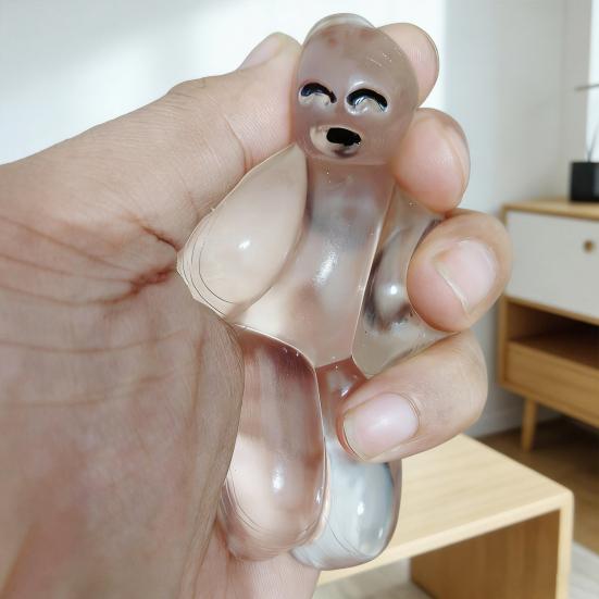 Clear Robot Stress Relief Toy Slow Rising Smiling Robot Squeeze Toy Soft TPR Transparent Cartoon Robot Fidget Sensory Toy