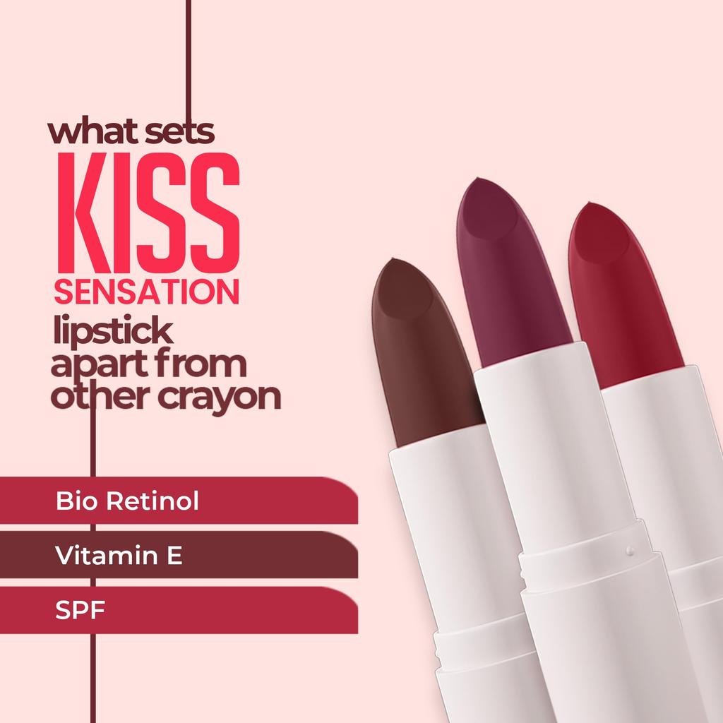 Juice Kiss Sensation Lipstick with Goodness of Bio Retinol, & SPF 15 UV Protection