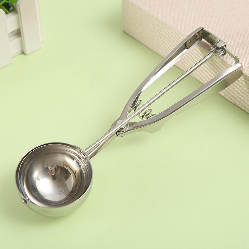 Stainless Steel Ice Cream Scoop Digging Spoon With Spring Handle Ice Cube Mold Fruit Scoop Ice Tray Mold Kitchen Accessories