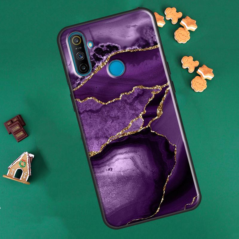 Teal Blue Gold Agat Marble dla Realme GT Neo 2 7 8 Pro 8i 9i C3 C21 Etui dla OnePlus 10 Pro 9 Pro Nord2 8T 9R