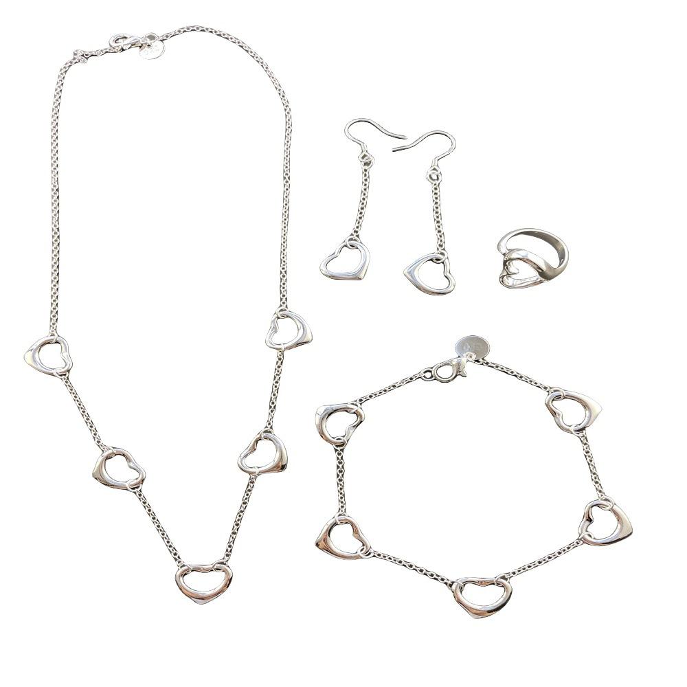 Accesorii 5, Colier cu inimă, Brățară, Cercei, Set inel T119