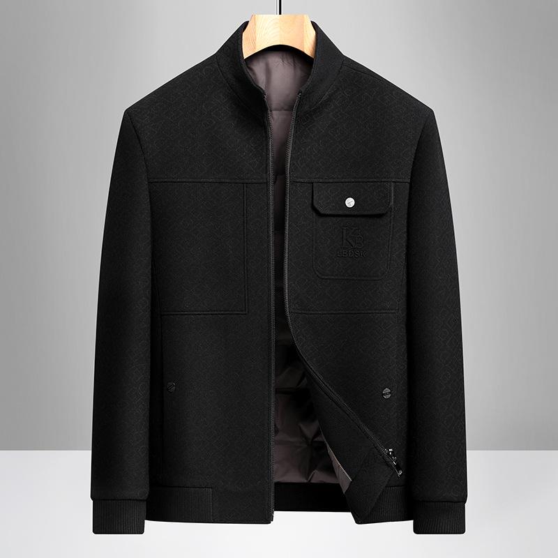 

2025 Men s Stand Collar Zipper Jacket - Thickened, Mid-Aged Style 195