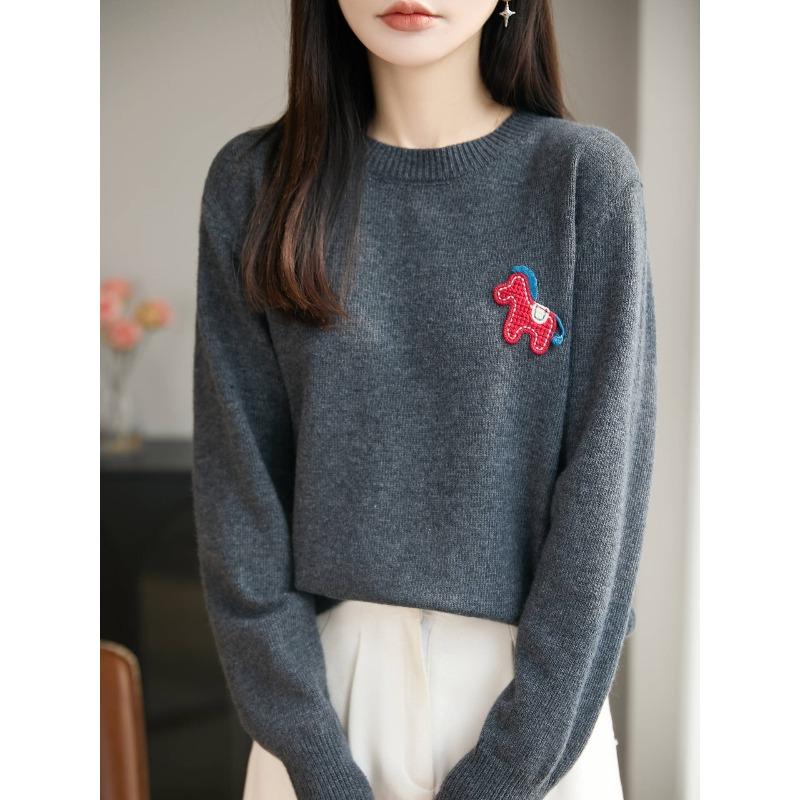 Knitted Sweater, Women's Loose-fitting Casual Top, Inner Layer Base Shirt, Thick and Warm Pure Color Blouse