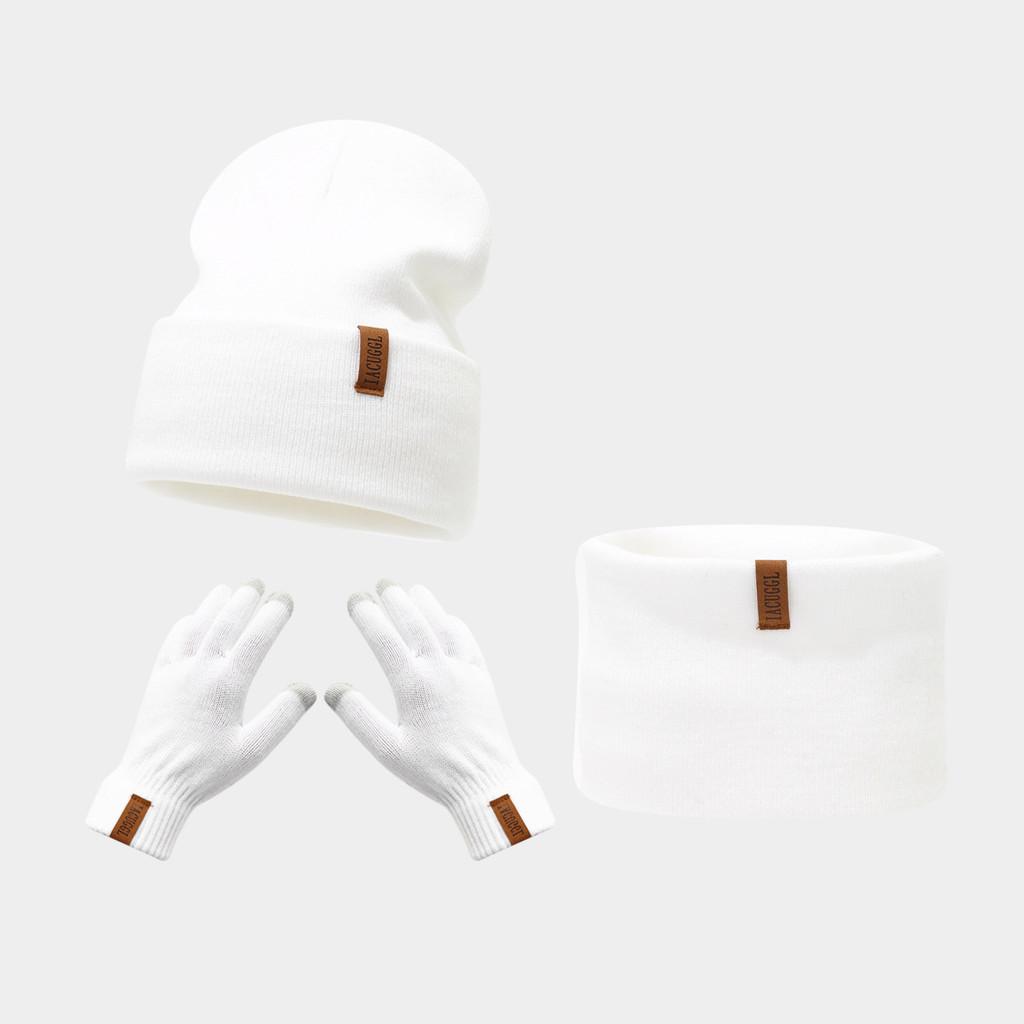 Winter Knitted Hat Scarf Gloves Set With Alphabet Embroidery For Men Women