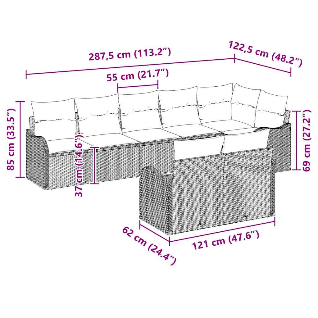 Garden Sofa Set 8 Pcs Beige Poly Rattan