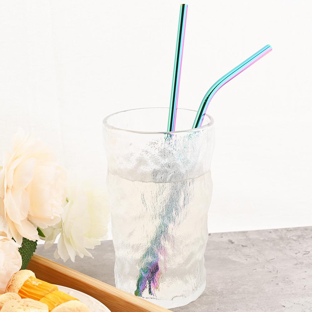 2pcs Stainless Steel Straight Bend Straw Set Fruit Juice Milkshake Cocktail Straw Pearl Milk Tea Drinking Straw Bar Accessories
