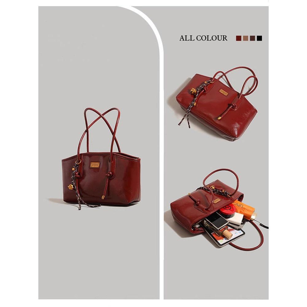 Red Festive Bride Wedding Bag Women 2025 New Trendy Tote Bag Large Capacity Wedding Bag Commuter Shoulder Armpit Bag