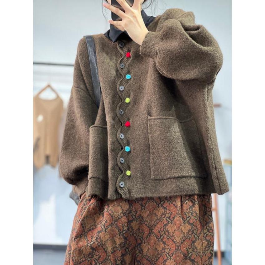 Dimanaf Winter Plus Size Autumn Women Solid Buttons Sweaters Jacket Knitting Fashion Oversize Casual Style Loose Cardigan Sweater