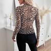 Dámské Sexy Leopardí Síťované Legíny s Houbovým Lemem a Tričko Top