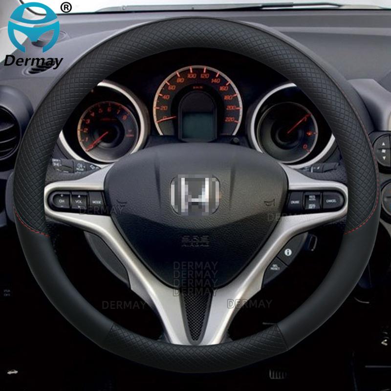 100% Бренд DERMAY Чехол на руль автомобиля из ПУ кожи Нескользящий для Honda Stream RN6 RN7 RN8 RN9 2000~2015 Автоаксессуары чёрный