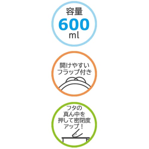 Skater One-Touch Seal Container, Small, 600ml, Airtight Storage Container, Miffy Design, SOT6-A