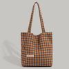 Autumn Winter New Melad Retro Houndstooth Woolen Bag Large Capacity Commuter Shoulder Handbag Tote Bag for Women