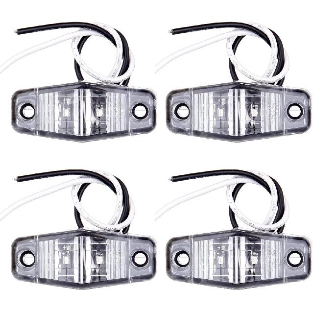 

cciyu 2.5 4pcs Clear Lens RED Led 2 LED Truck Trailer Light Side Fender Marker Lights Assembly Sealed Surface Mounted oval led side fender lights