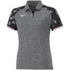 Table Tennis Game Short Polo JTTA Size S Shirt, Sleeve, Collar, Moisture-Wicking, Quick-Drying, Certified, Women's, Charcoal, (82JAA210)