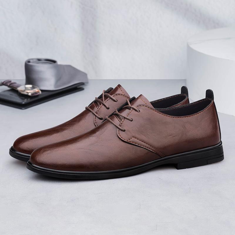 Handmade Casual Leather Business Shoes Mens Formal Oxford Office Shoes Fashion Lace-up Casual Flat Designer Shoes
