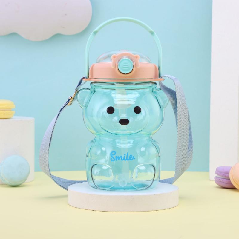 Cute Bear Cup Various Modes of 1000ml Tumbler With Straw Water Bottle For Girl Kid Outdoor Drinking Kettle Large Capacity Sports Portable Water Cup