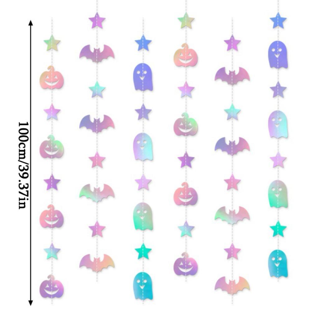 6pcs Halloween Party Decorations Cute Ghost Banner Hanging Ornaments Decor Bat Pumpkin Decorations Haunted Mansion Decor