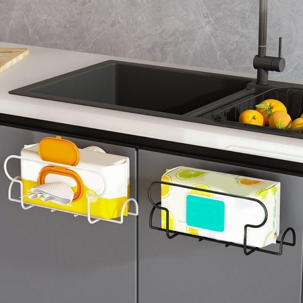 Iron Suction Cup Tissue Holder No Drill Wall Mounted Face Towel Storage Box Large Capacity Waterproof Tissue Dispenser Bathroom