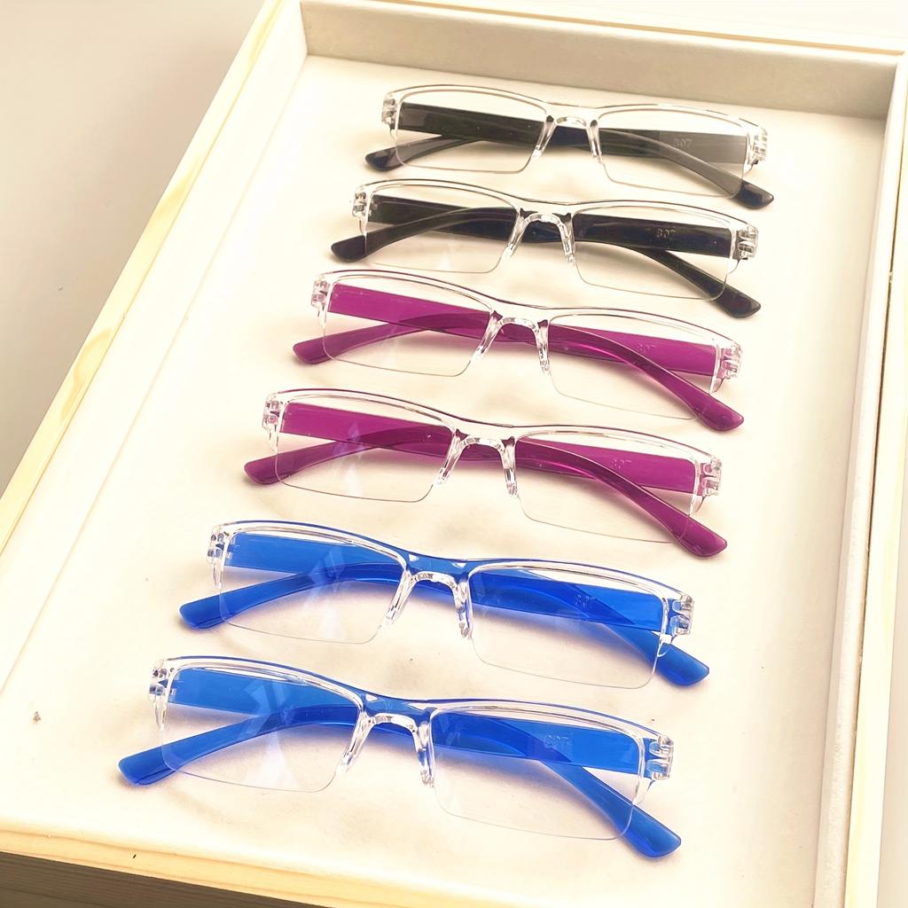 6pcs Reading Glasses Ultra-Light HD Reading Glasses for Men & Women - Stylish Square Frame Portable Design Adjustable