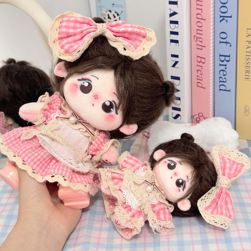 

10cm Doll Clothes: 20cm Cotton Maid Dress Set for Plush Dolls
