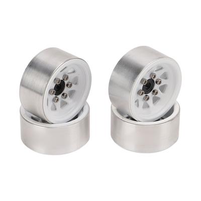 4 Pcs 1in RC Wheel Hub Lightweight Universal RC Car Replacement Metal Wheel Rims for Upgrade White