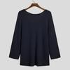 Spring Autumn Men Pullover Sweater V-Neck Long Sleeve Solid Color Knitted Tops Hollow