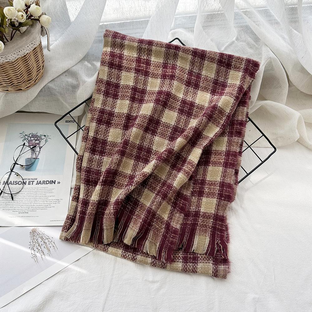 Scarf Autumn and Winter Imitation Cashmere Houndstooth Shawl for Women Trendy and Versatile Warm Long Tassel Scarf