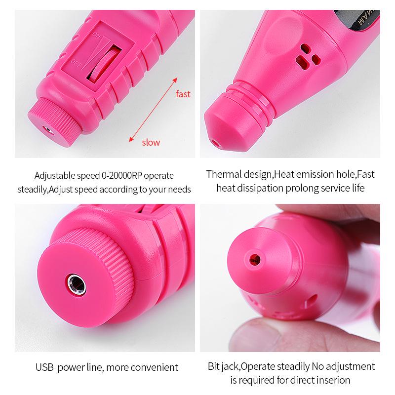 "Portable Electric Nail Polisher with Convenient Handle and Cap"