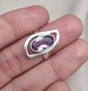 Amethyst Sterling Silver Ring: Modern Abstract Design, February Birthstone