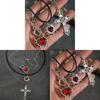 Gothic Heart Cross Pendant Necklace With Alloy Chain For Fashion Accessories