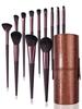 A high-end 12pcs makeup brush set with a storage bucket, soft and high-quality fiber bristles, and portable travel makeup tools