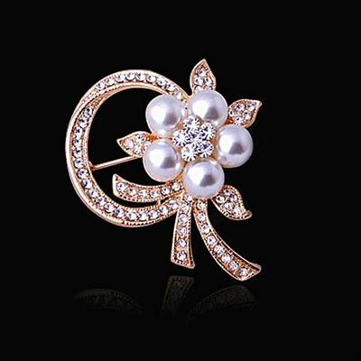Elegante Perlen-Strass-Brosche für Damen-Abendkleid und Corsage