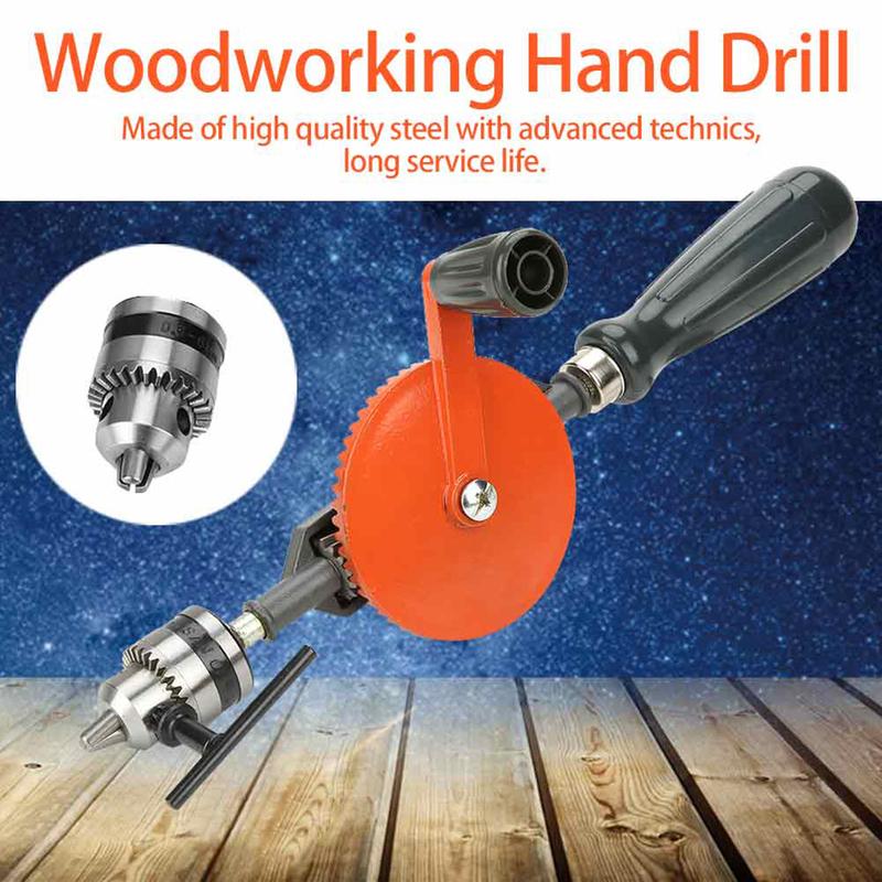 Hand Drill Woodworking Hand Drill Portable Hand Crank Drill Mini Manual Drill with Double Pinions for Wood Plastic Manual Drill