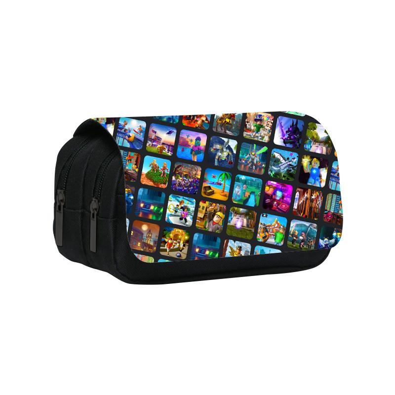 Roblox Cartoon Pen Pouch With Double Layer Design And Nylon Material For Kids