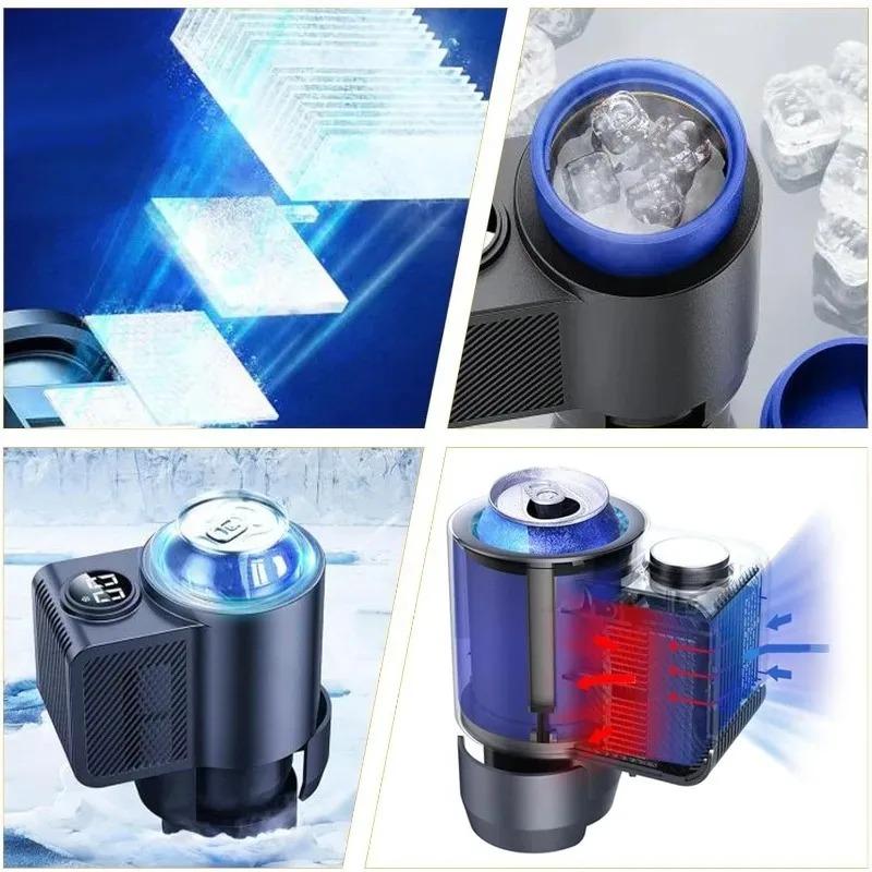 12V Car Heating Cooling Cup Mug 2In1 Smart Type - Mini Display Screen, Car Cup Holder Size, Dual-Use for Car/Home Drink Keeping