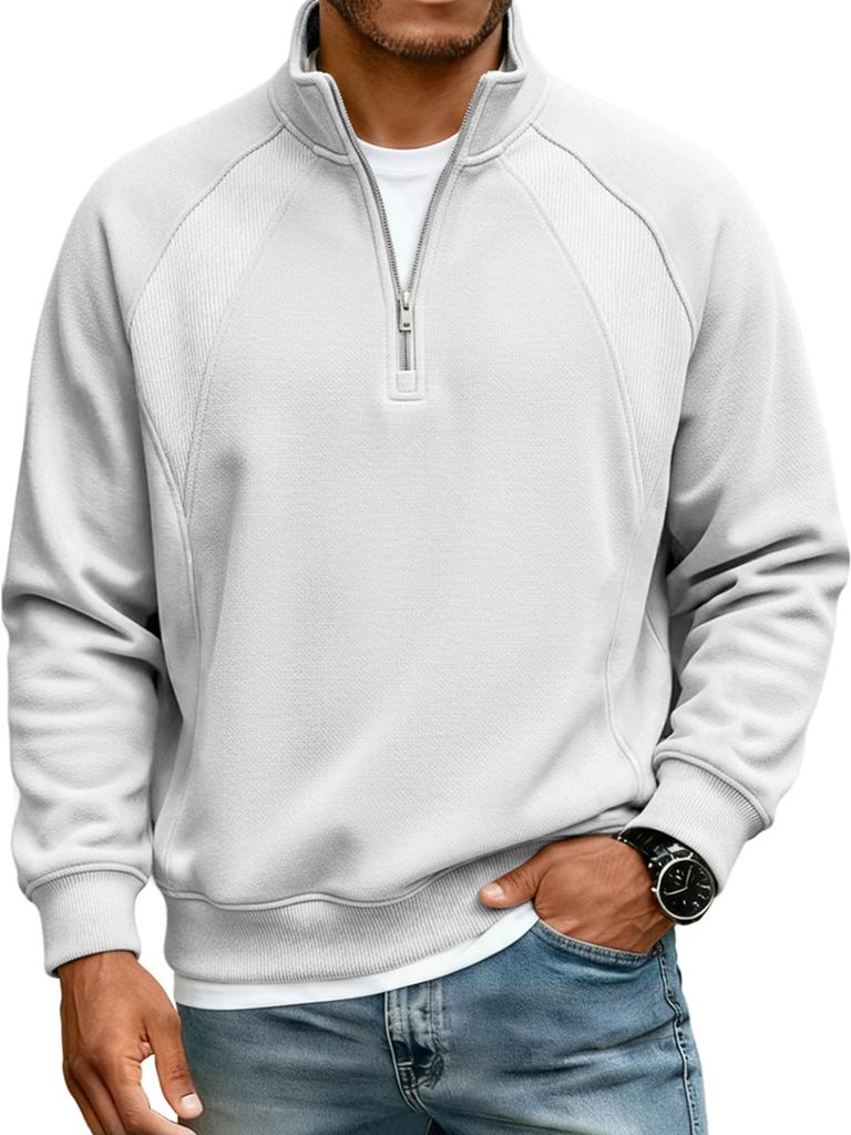 Men's Half Zip Sweatshirt Stand Collar Relaxed Fit Casual Pullover for Autumn Winter
