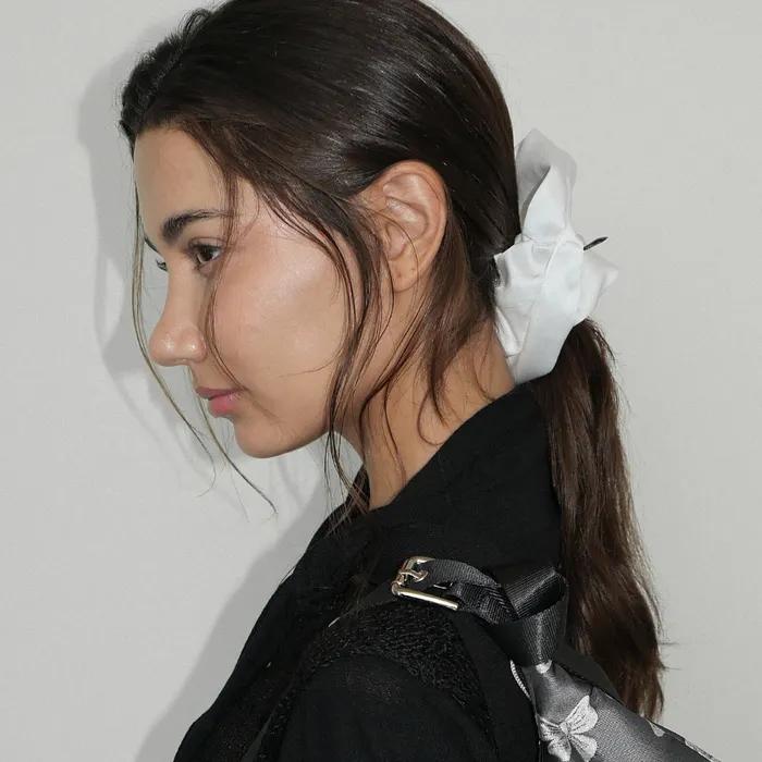 Basic Satin Scrunchie_Large_White