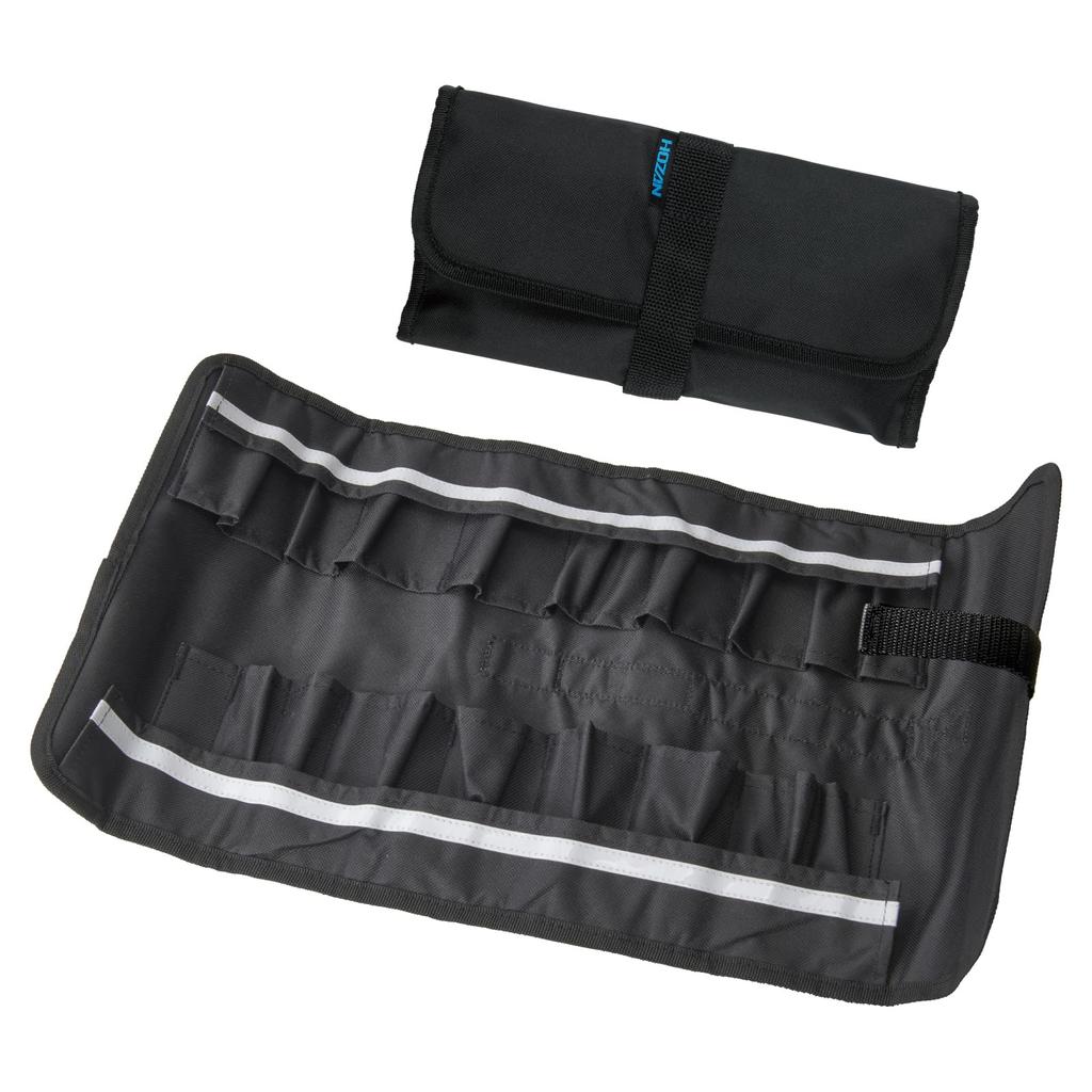 HOZAN Tool Bag, Tool Box, Compact Roll-Up Case with 18 Storage Pockets, B-712